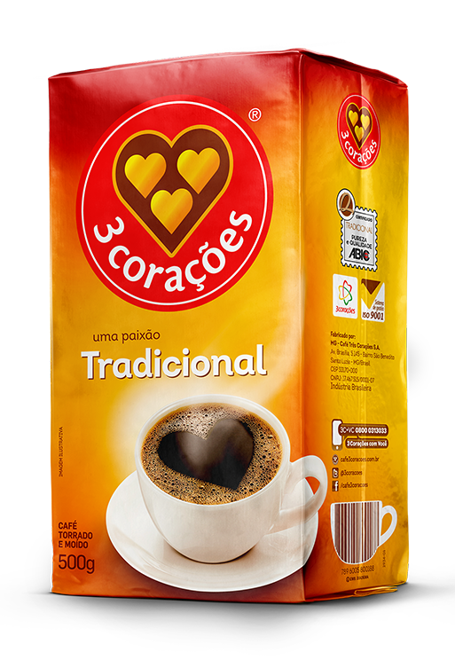 3 Coracoes Café molido brasileño tradicional, 17.6 onzas, paquete de 2  sellados al vacío, café molido fino tostado medio, procesado naturalmente  para
